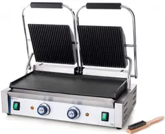 Pressgrill, dobbel Rillet topp og glatt bunn