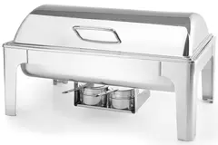 Chafing dish med hengslet lokk, blank 1/1 GN