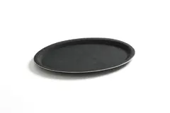 Serveringsbrett i polyester, oval svart 16x23 cm