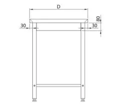 Rustfri arbeidsbenk uten underhylle BxDxH: 60x70x85 cm 