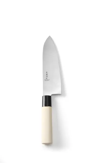 Japansk kniv 'Santoku', lyst trehåndtak Lengde 295 mm 